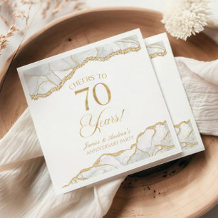 Elegantes White Gold Agate Party zum 70. Jubiläum Serviette