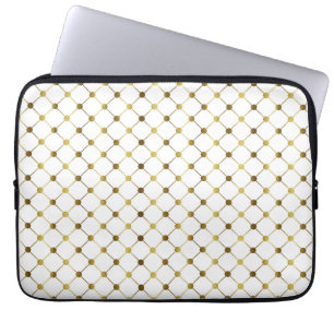 Elegantes White & Gold Dot Grid Laptopschutzhülle