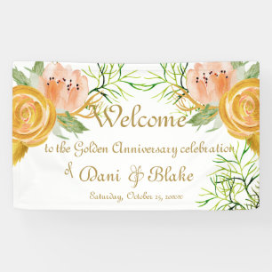 Elegantes White Gold Floral Willkommensbanner Banner