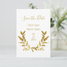 Elegantes White Gold Leaf Modernes Minimalistische Save The Date
