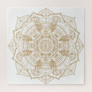 Elegantes White & Gold Mandala Handgezeichnetes De Puzzle