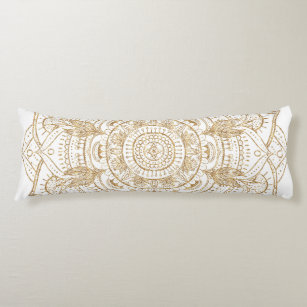 Elegantes White & Gold Mandala Handgezeichnetes De Seitenschläferkissen