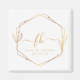 Elegantes White Gold Mit Monogramm Danke für Ihre  Magnet