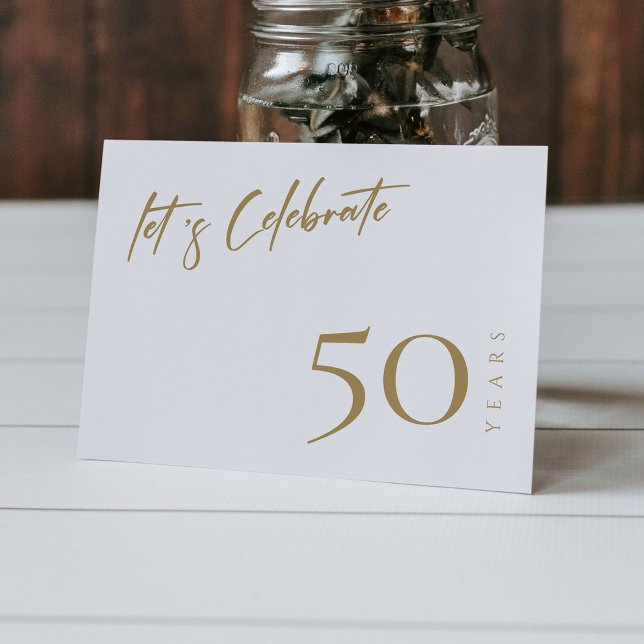 Elegantes White & Gold Personalisiert 50 Jahre alt Einladung (Personalized Elegant White & Gold Personalized 50th Anniversary Invitation)