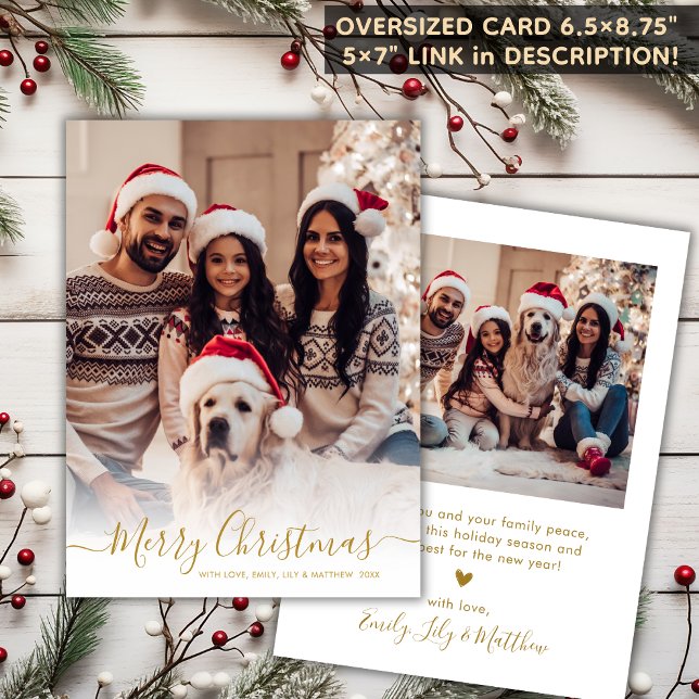 Elegantes White Gold Script 2 Foto Weihnachten (Von Creator hochgeladen)