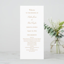 Elegantes White Golden Beige Hochzeitsprogramm