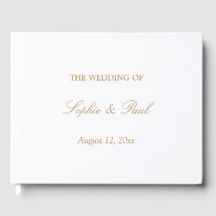 Elegantes White Golden Beige Wedding Gästebuch