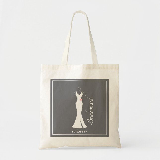 Elegantes White Gown on Gray - Bridesmaid Tragetasche (Vorne)