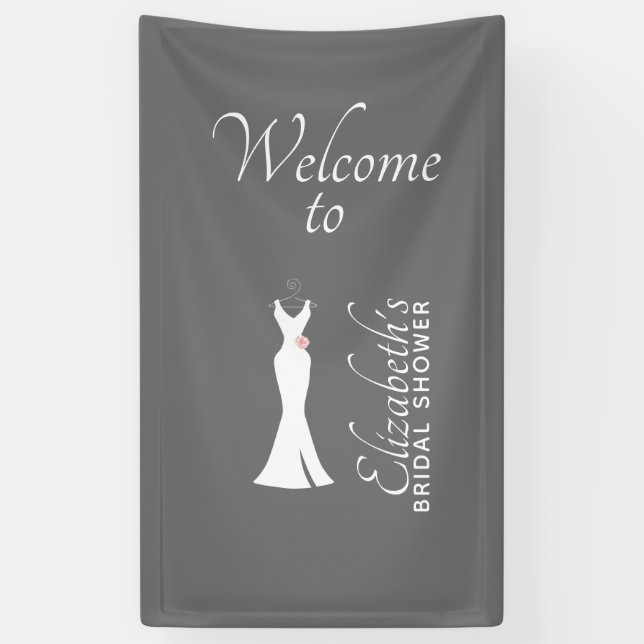 Elegantes White Gown on Gray - Stilvolles Brautpar Banner (Vertikal)