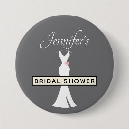 Elegantes White Gown on Gray - Stilvolles Brautpar Button