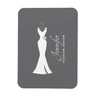 Elegantes White Gown on Gray - Stilvolles, einfach Magnet