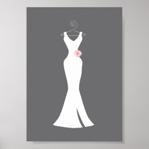 Elegantes White Gown on Gray - Stilvolles, einfach Poster