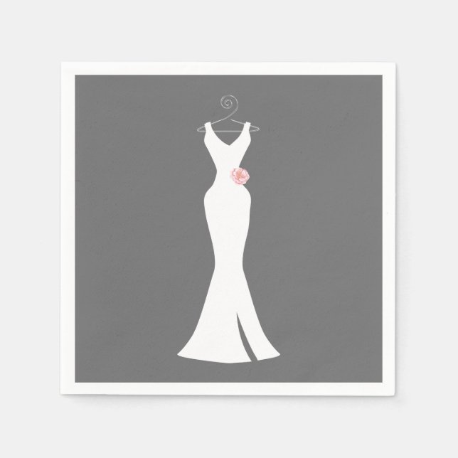 Elegantes White Gown on Gray - Stilvolles, einfach Serviette (Vorderseite)