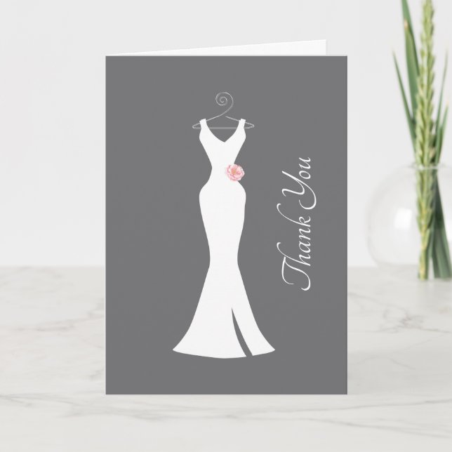 Elegantes White Gown on Gray - Stylish Vielen Dank Karte (Vorderseite)