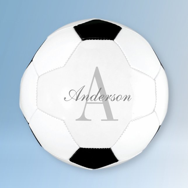 Elegantes White & Gray Monogramm Fußball (Von Creator hochgeladen)