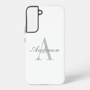 Elegantes White & Gray Monogramm Samsung Galaxy Hülle