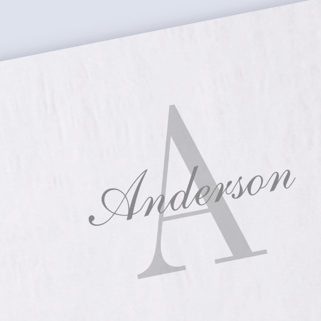 Elegantes White & Gray Monogramm Seidenpapier (Von Creator hochgeladen)