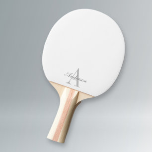 Elegantes White & Gray Monogramm Tischtennis Schläger