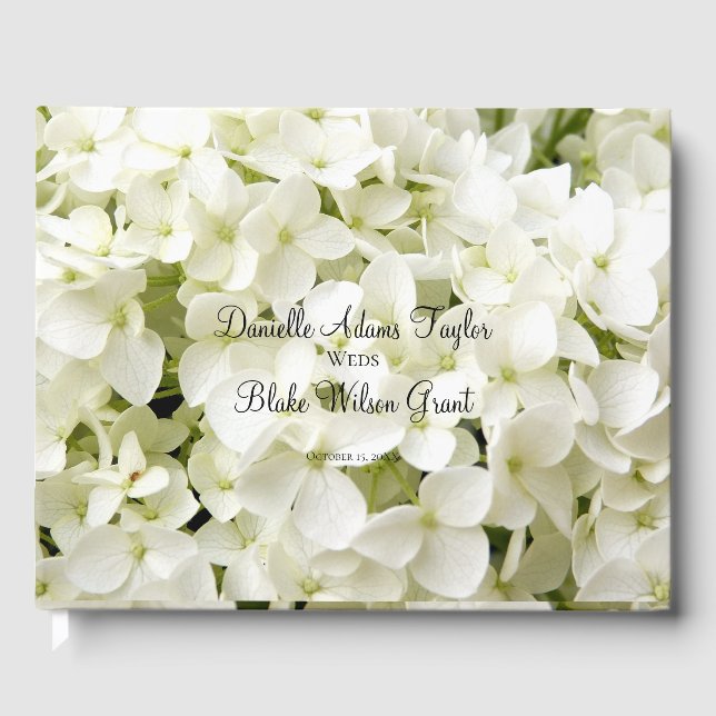 Elegantes White Hydrangea Floral Wedding Gästebuch (Vorderseite)