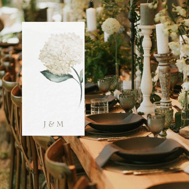 Elegantes White Hydrangea-Personalisiertes Monogra Serviette (Von Creator hochgeladen)