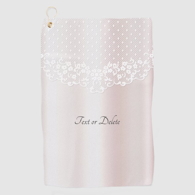 Elegantes White Lace Floral Golf Handtuch (Vorderseite)