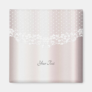Elegantes White Lace Floral Magnet