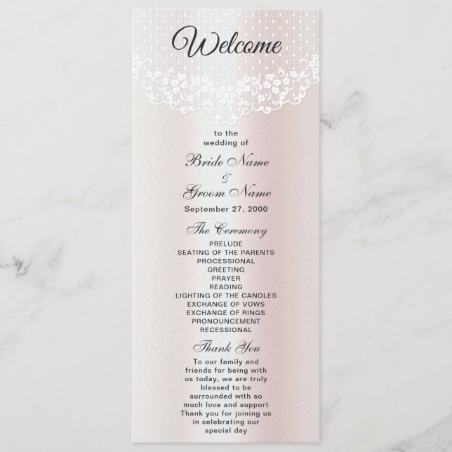 Elegantes White Lace Floral Wedding Program Programm (Vorderseite)