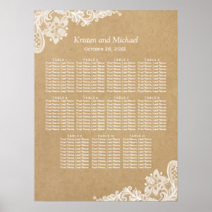 Elegantes White Lace Kraft Hochzeitsdiagramm Poster