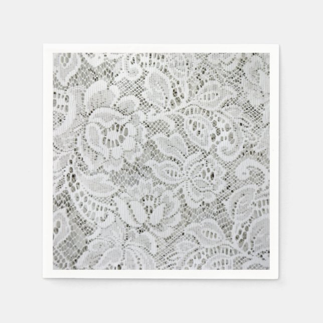 Elegantes White Lace Paper Napkins Serviette (Vorderseite)