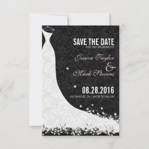 Elegantes White Lace Wedding Dress Save the Date