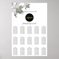 Elegantes White Lilies Wedding Seating Chart