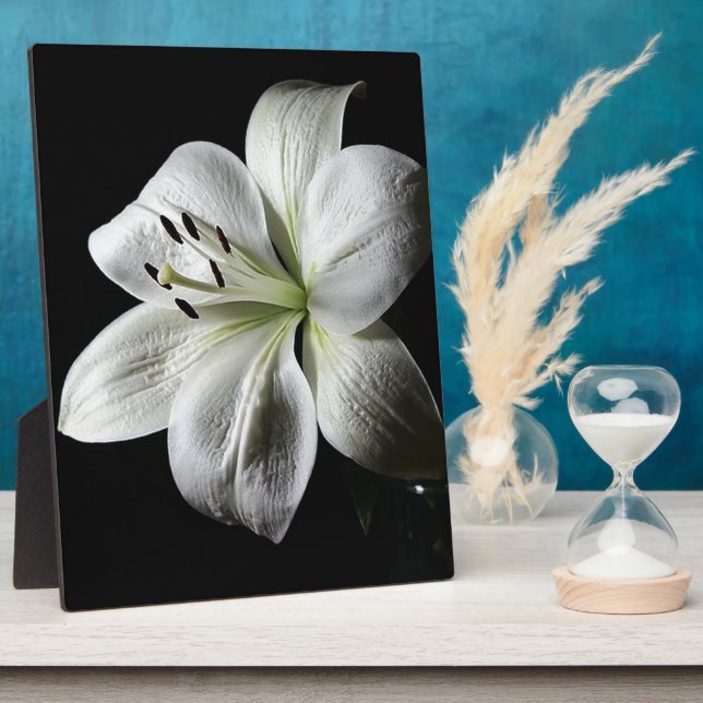 Elegantes White Lily Foto Plaque Fotoplatte (Seite)