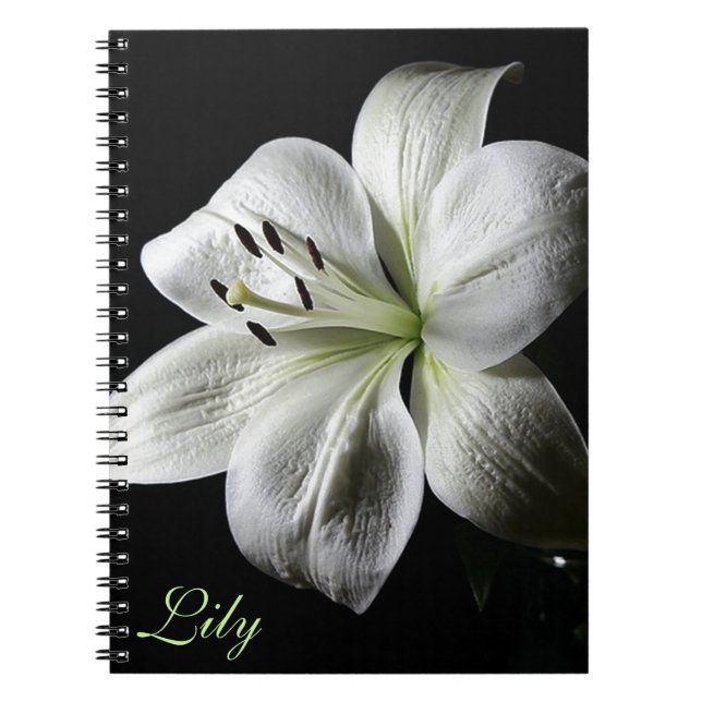 Elegantes White Lily Notebook *personalize* Notizblock (Vorderseite)