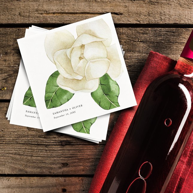 Elegantes White Magnolia Wedding Paper Serviette (Elegant White Magnolia Wedding Paper Napkins)