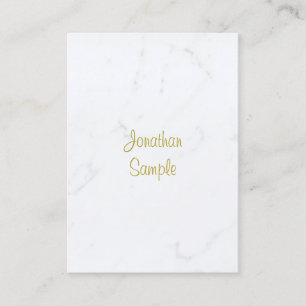 Elegantes White Marble Gold Script Luxuriös Schlic Visitenkarte