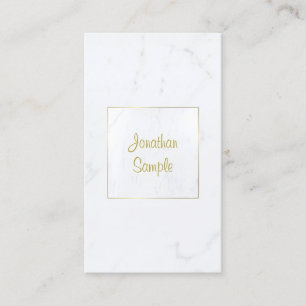 Elegantes White Marble Gold Script Luxuriös Schlic Visitenkarte