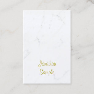Elegantes White Marble Gold Script Luxuriös Schlic Visitenkarte