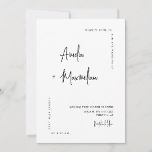 Elegantes White Minimalistisch QR Code Wedding Fot Einladung