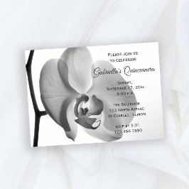 Elegantes White Orchid Quinceanera Party Einladung