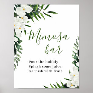 Elegantes White Orchids Bohemisch Mimosa Bar Sign Poster