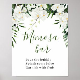 Elegantes White Orchids Bohemisch Mimosa Bar Sign Poster