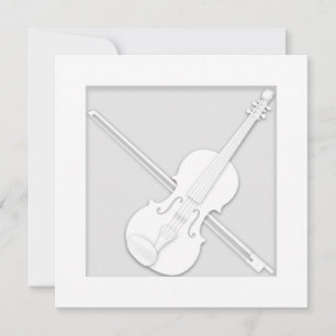 Elegantes White Paper Violin & Bow Musician's Dankeskarte