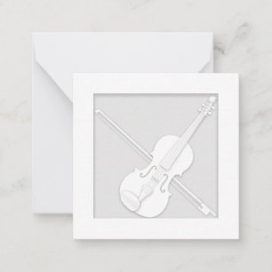 Elegantes White Paper Violin & Bow Musician's Mitteilungskarte