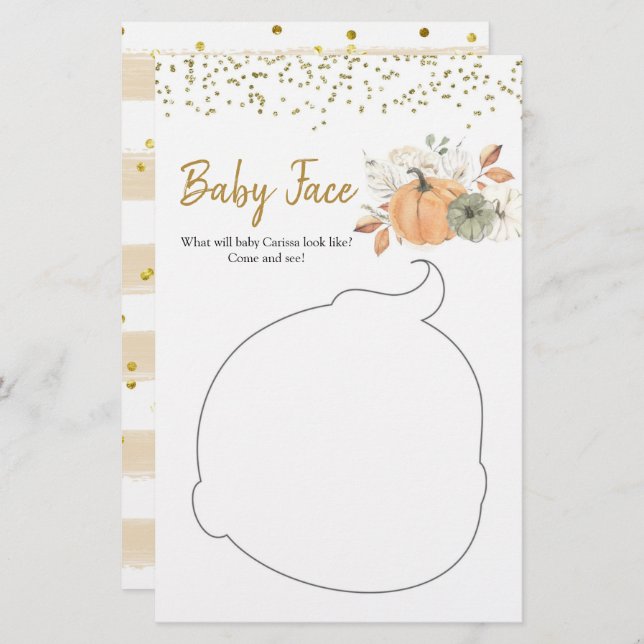 Elegantes White Pumpkin Baby Shower Face (Vorne/Hinten)