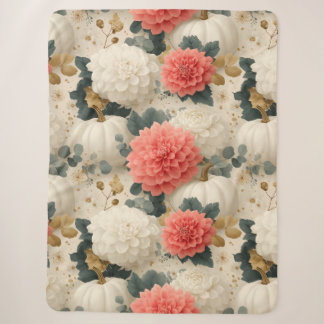 Elegantes White Pumpkin und Dahlia Fall Design Sherpadecke