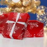 Elegantes White & Red Christmas Tree Muster Geschenkpapier<br><div class="desc">Modernes Weihnachtsdesign.</div>