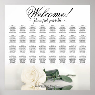 Elegantes White Rose 32 Tabelle Hochzeitstabelle Poster