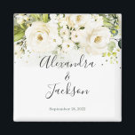 Elegantes White Rose & Gold Cursive Wedding Magnet<br><div class="desc">Der perfekte Weg,  um Ihren besonderen Tag zu feiern! Karo: https://www.zazzle.com/store/bdp_designs/products?cg=196448434588051810</div>