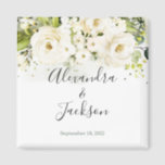 Elegantes White Rose & Gold Cursive Wedding Magnet<br><div class="desc">Der perfekte Weg,  um Ihren besonderen Tag zu feiern! Karo: https://www.zazzle.com/store/bdp_designs/products?cg=196448434588051810</div>