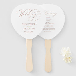 Elegantes White Rose Gold Script Wedding Programm Fächer